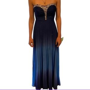 Prom, homecoming, a dressy night out. Blue ombré with rhinestones & sparkles